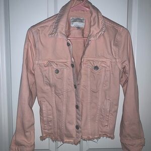 Lucky Brand Pink Jean Jacket Cropped Distressed
